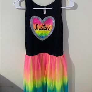 Black And Rainbow Justice Tank Top Dress
